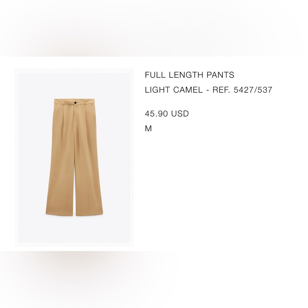 NWT Zara - Tan Long Pants - Size M